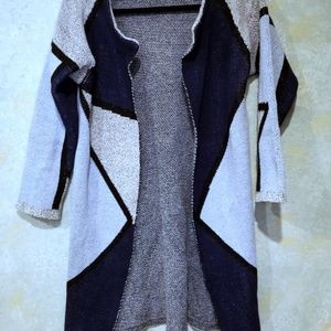 Women's Color Block Blue / Gray Sweater Duster LRG